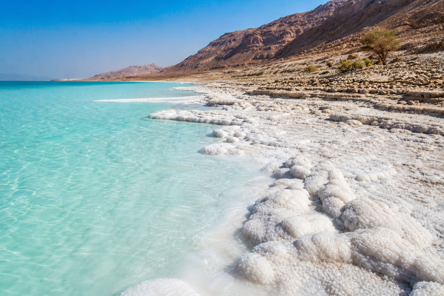 Döda havet i Jordanien — flyta, lera och spa