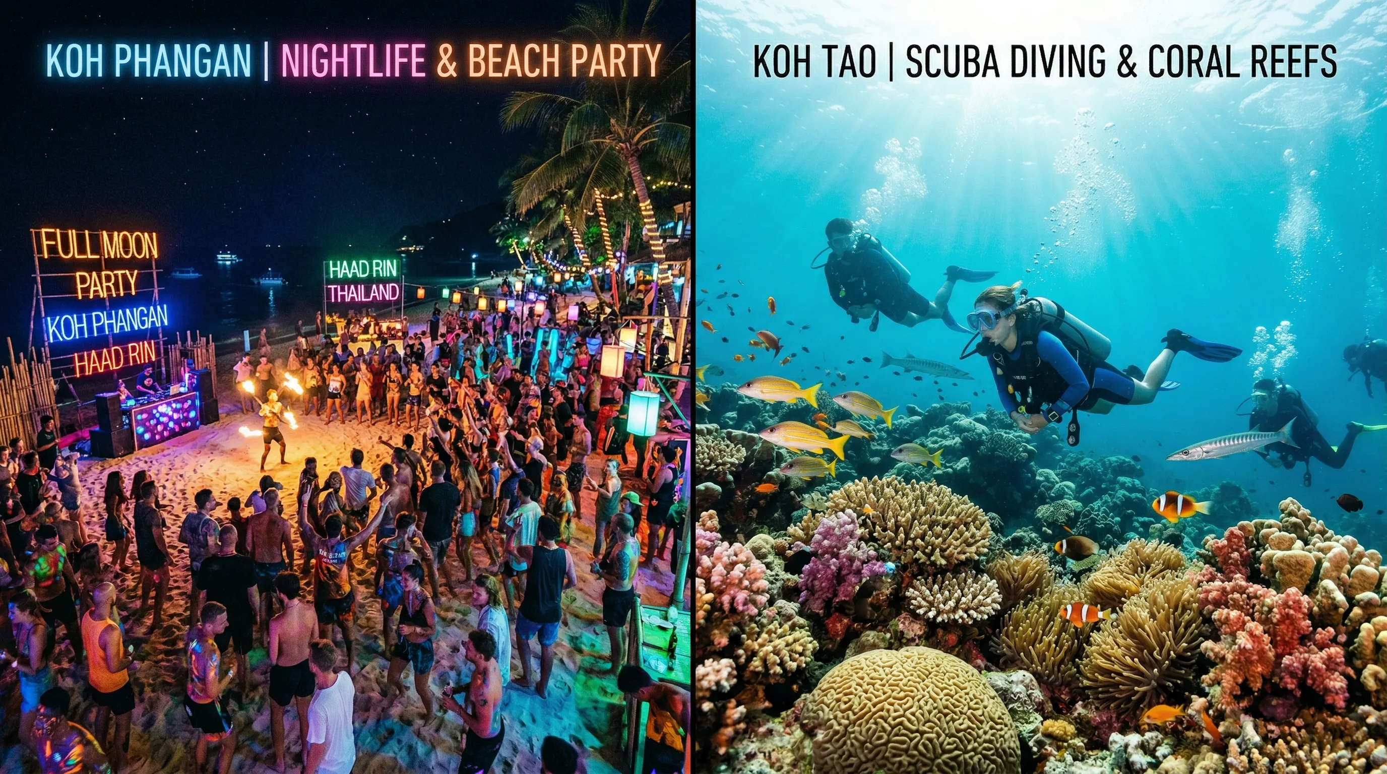 Koh Phangan vs Koh Tao — fest eller dykning?