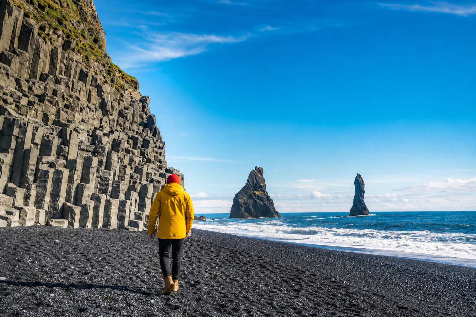 Reynisfjara — den svarta sandstranden vid Vík