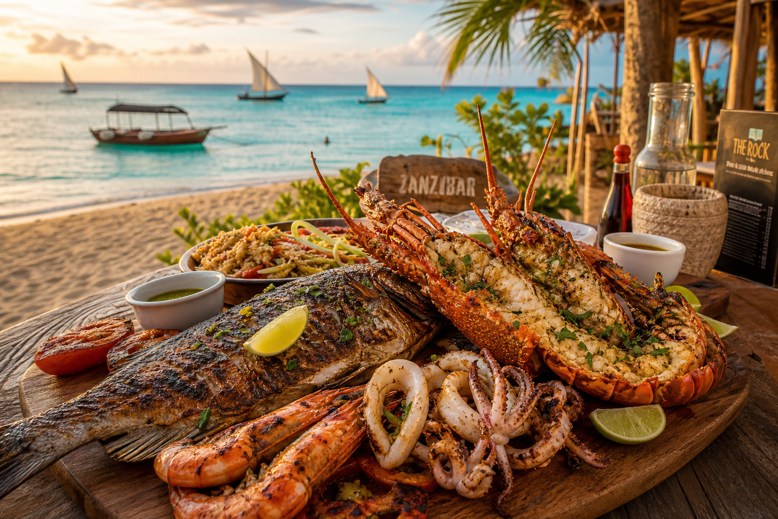 Skaldjur och fisk på Zanzibar 2026: hummer, bläckfisk och färsk fångst