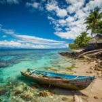 en ensam eka på en strand i fiji