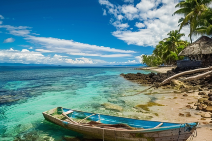 en ensam eka på en strand i fiji