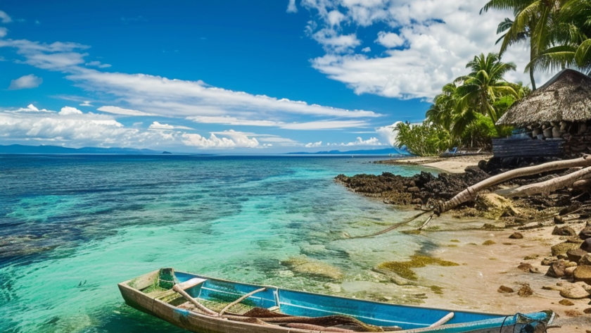 en ensam eka på en strand i fiji